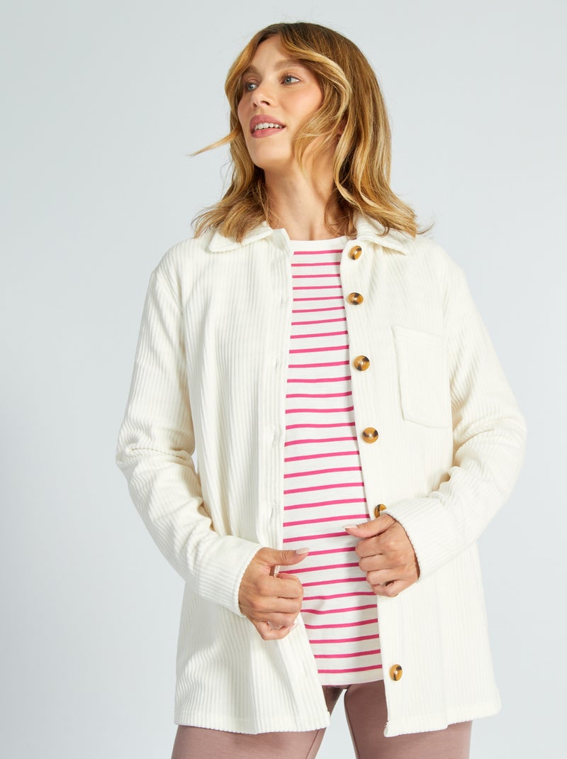 Camicia premaman in velluto a coste BIANCO - Kiabi