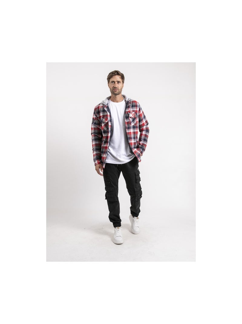 Camicia quadri con cappuccio TARZAC Rosso - Kiabi