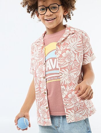 Camicia regular a maniche corte in cotone