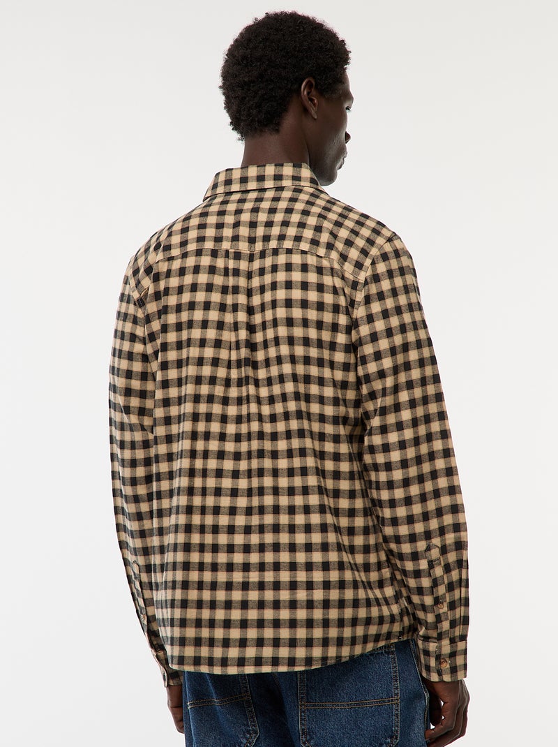 Camicia regular a quadri Beige - Kiabi