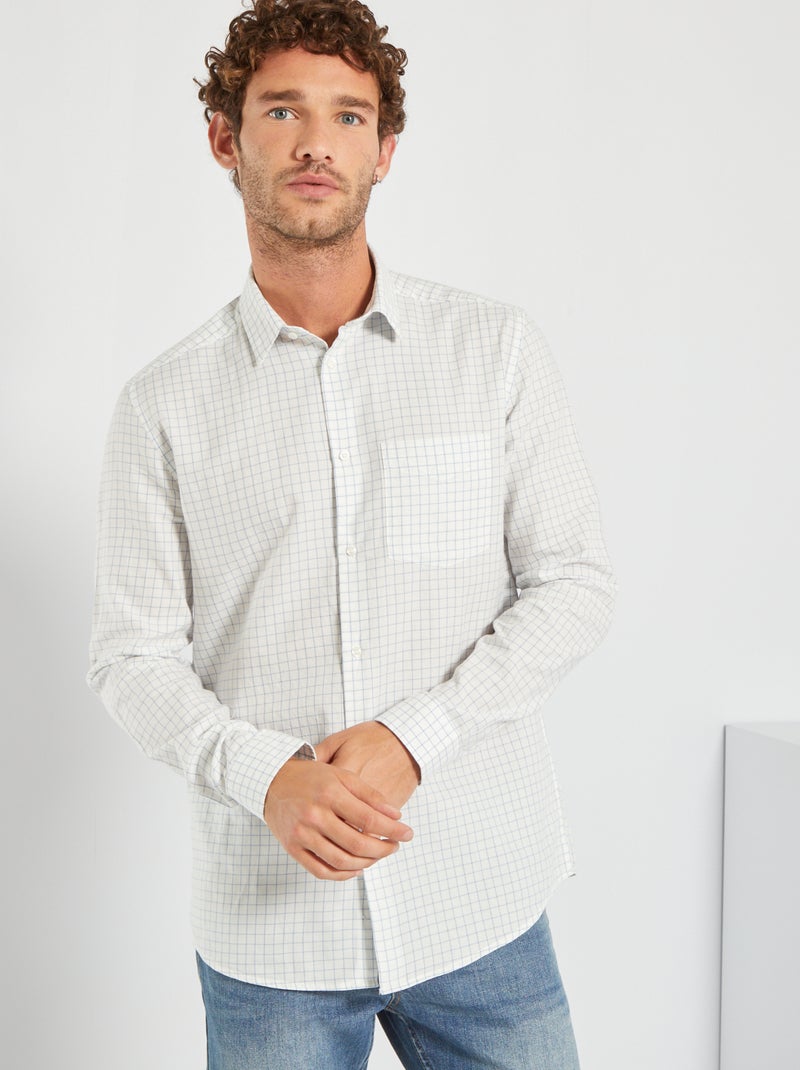 Camicia regular a quadri BIANCO - Kiabi