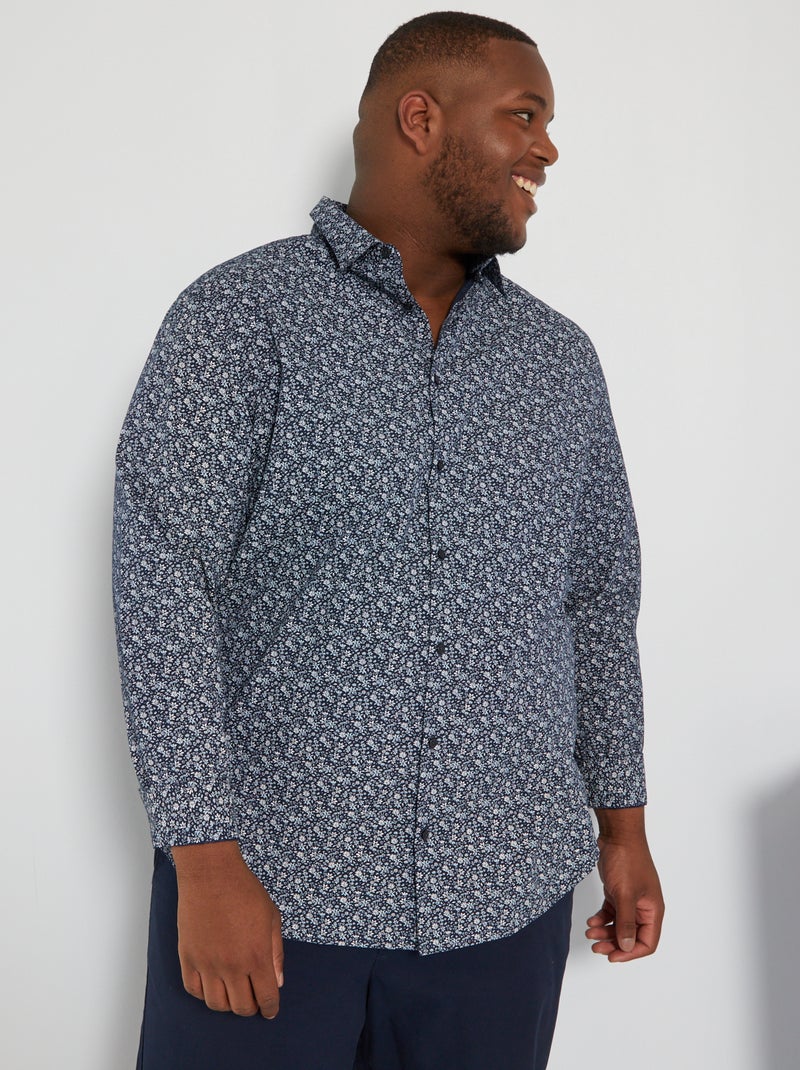 Camicia regular con motivi fantasia BLU - Kiabi