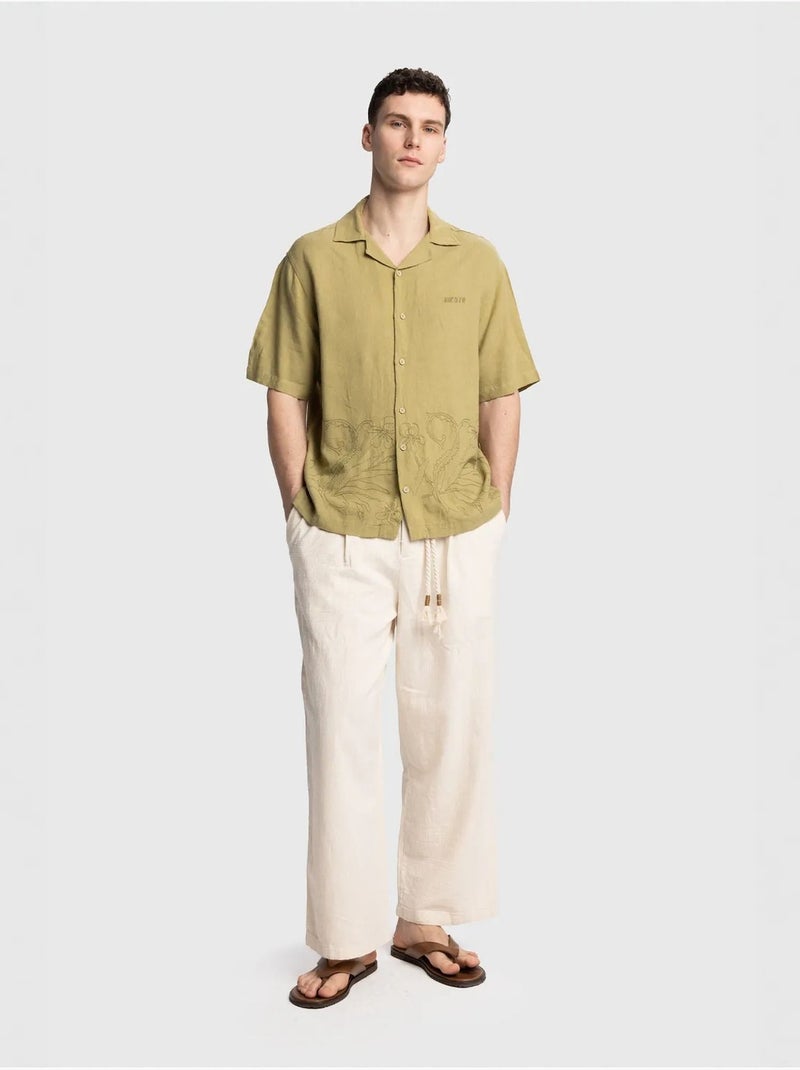 Camicia regular fit a maniche corte giesto Cachi - Kiabi