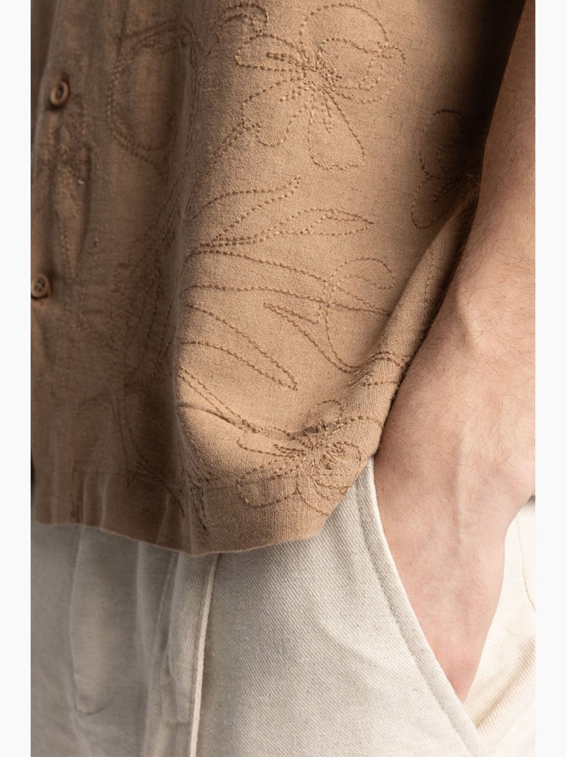 Camicia regular fit a maniche corte giesto Grège - Kiabi