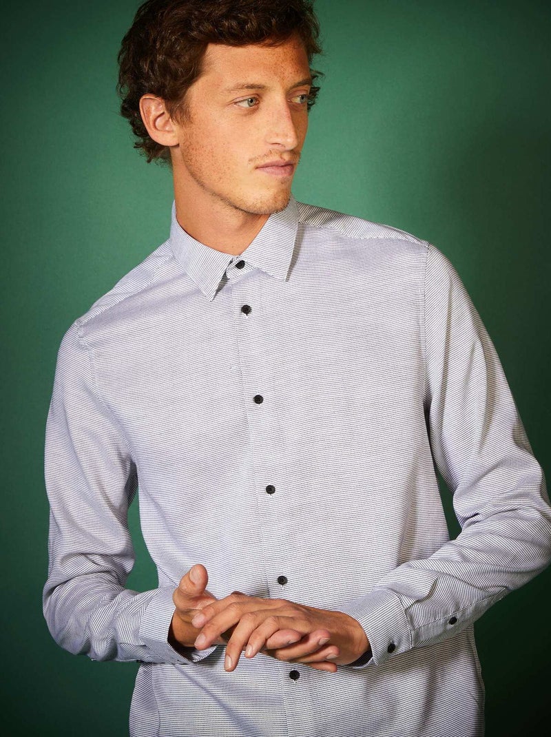 Camicia regular fit cotone dobby BLU - Kiabi
