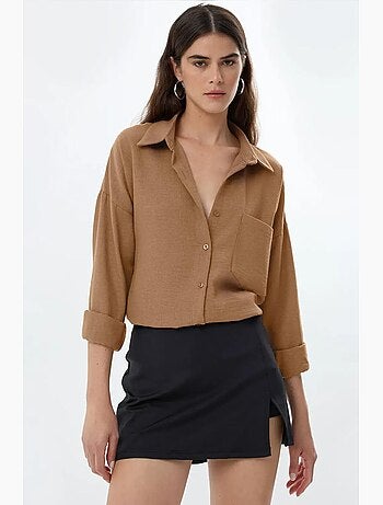 Camicia regular fit effetto lino hiccup