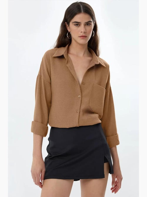 Camicia regular fit effetto lino hiccup - Kiabi