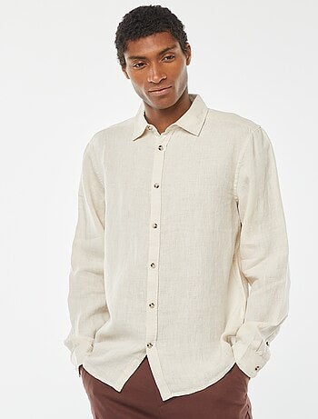 Camicia regular fit in lino