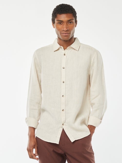Camicia regular fit in lino - Kiabi