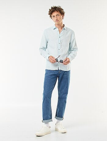 Camicia regular fit in lino