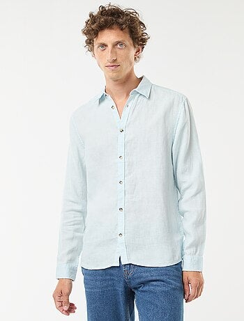 Camicia regular fit in lino