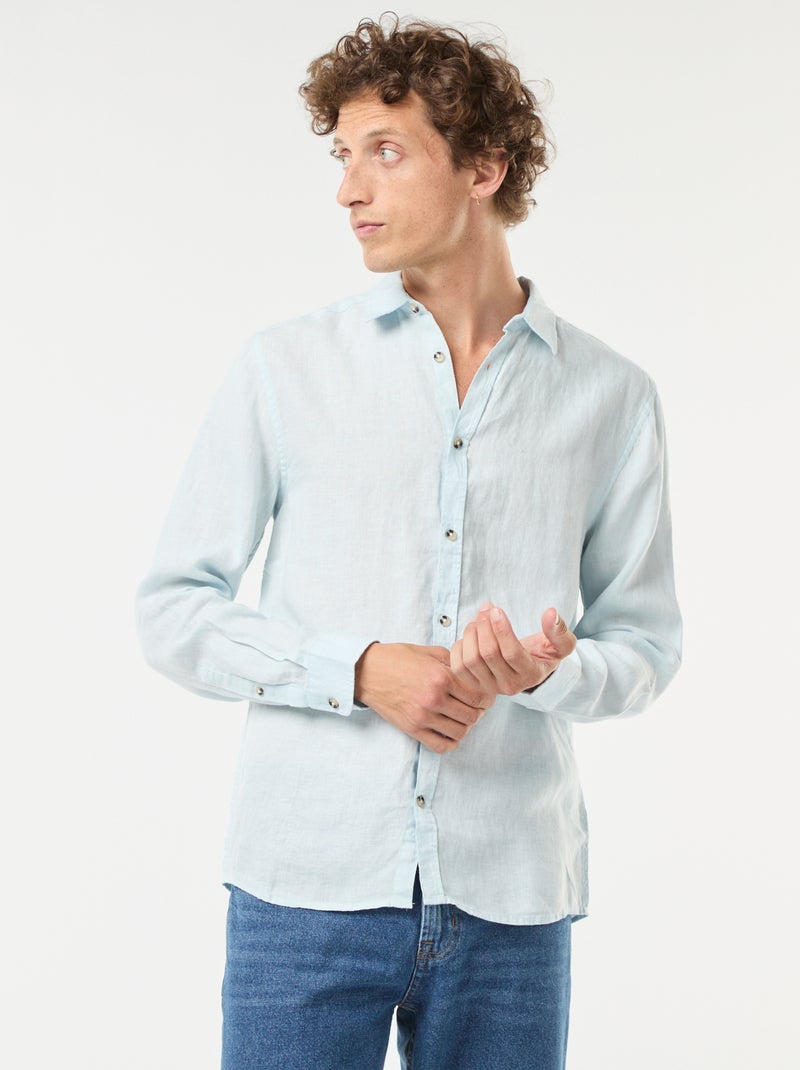 Camicia regular fit in lino Blu - Kiabi