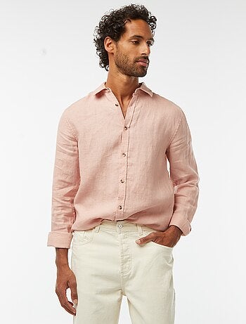 Camicia regular fit in lino