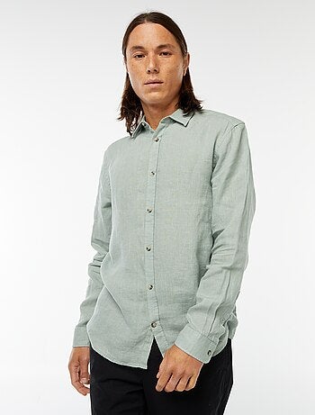 Camicia regular fit in lino