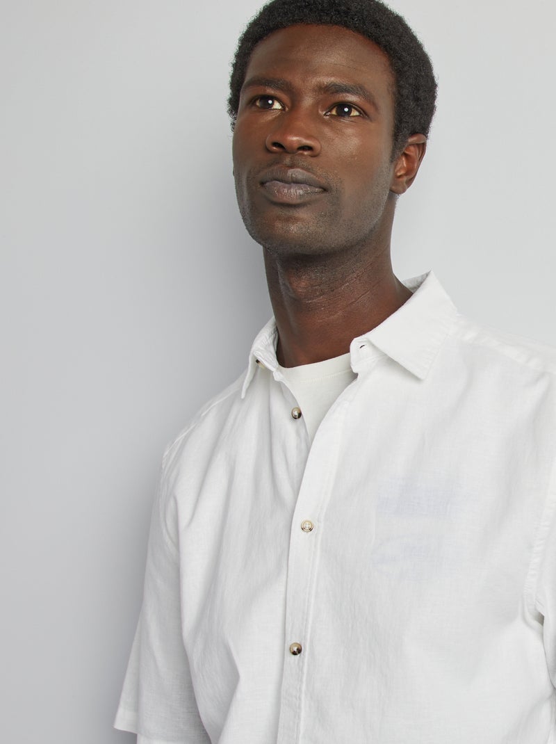 Camicia regular fit in misto lino bianco - Kiabi