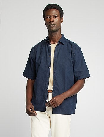 Camicia regular fit in misto lino