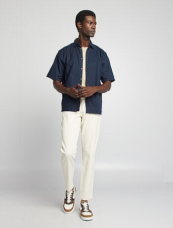 Camicia regular fit in misto lino