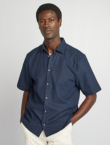 Camicia regular fit in misto lino