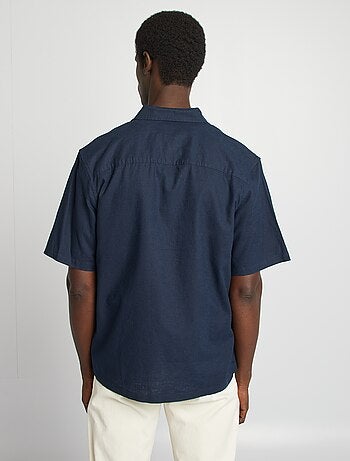 Camicia regular fit in misto lino