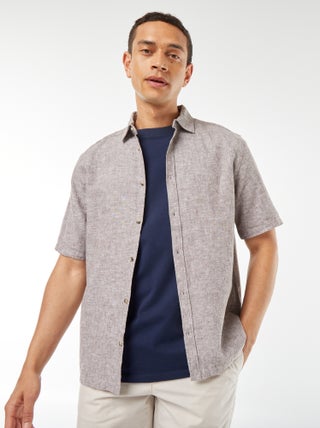 Camicia regular fit in misto lino