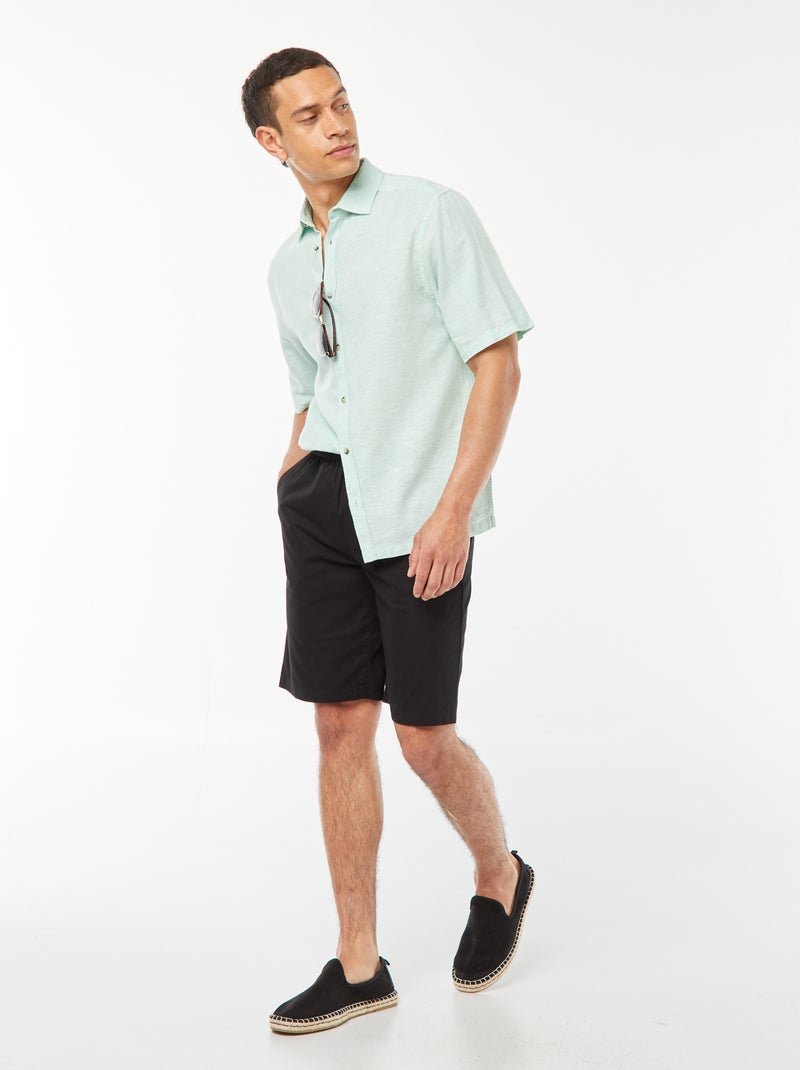 Camicia regular fit in misto lino VERDE - Kiabi