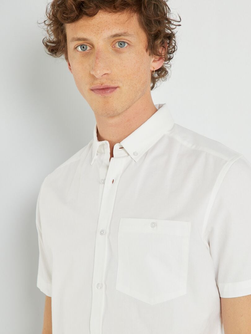 Camicia regular fit in oxford Bianco - Kiabi