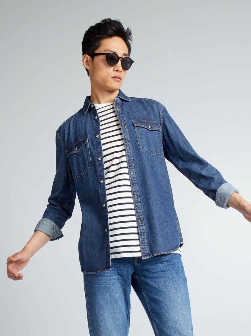 Camicia regular in denim BLU - Kiabi