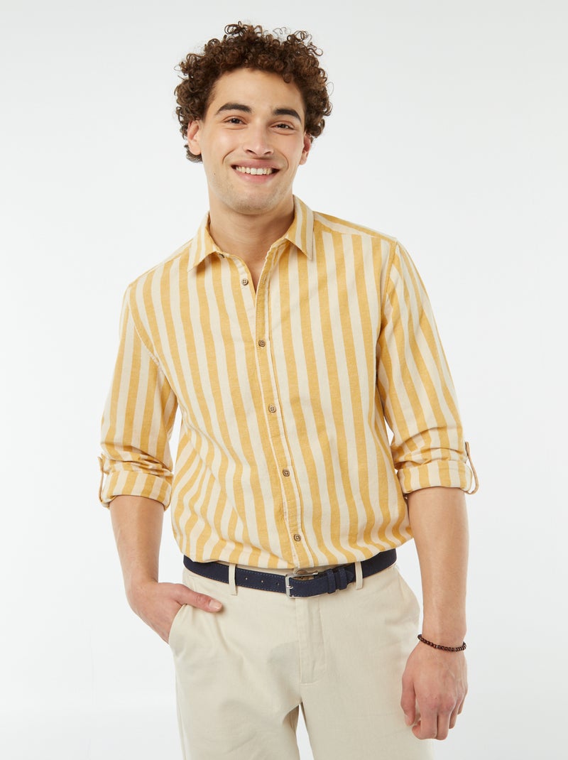 Camicia regular in misto lino BIANCO - Kiabi