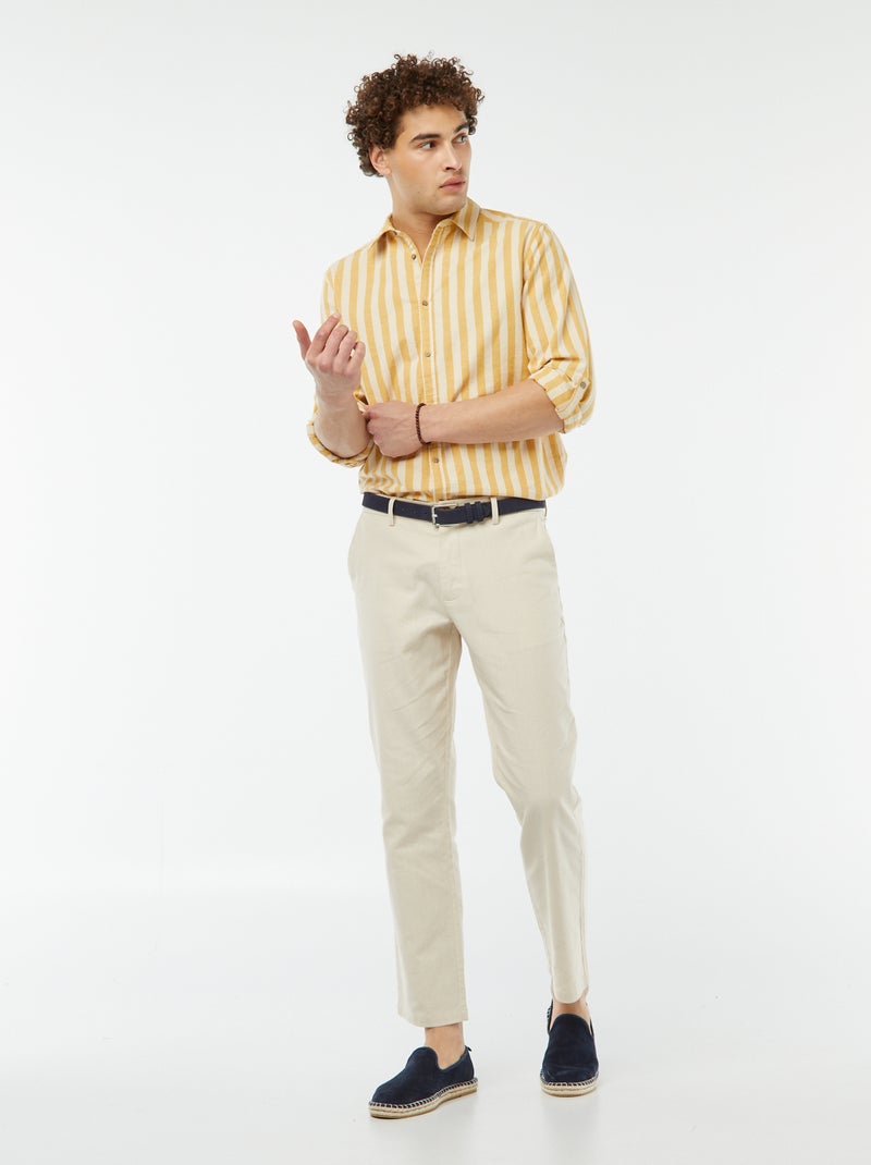 Camicia regular in misto lino BIANCO - Kiabi