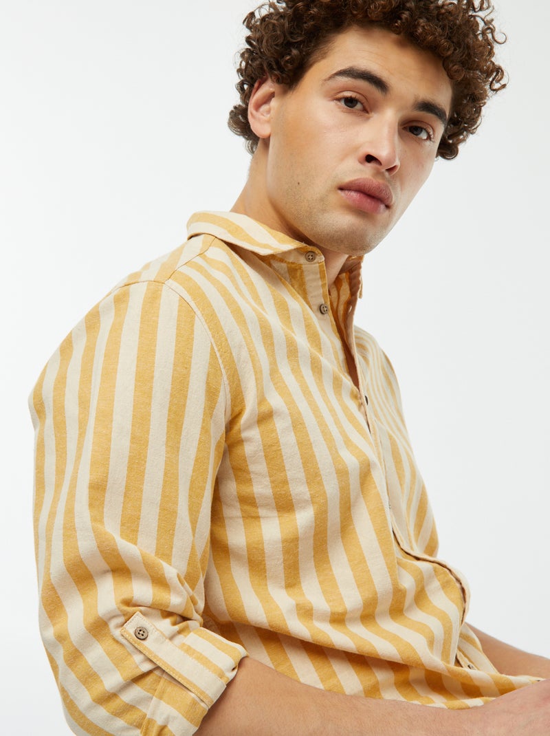 Camicia regular in misto lino BIANCO - Kiabi