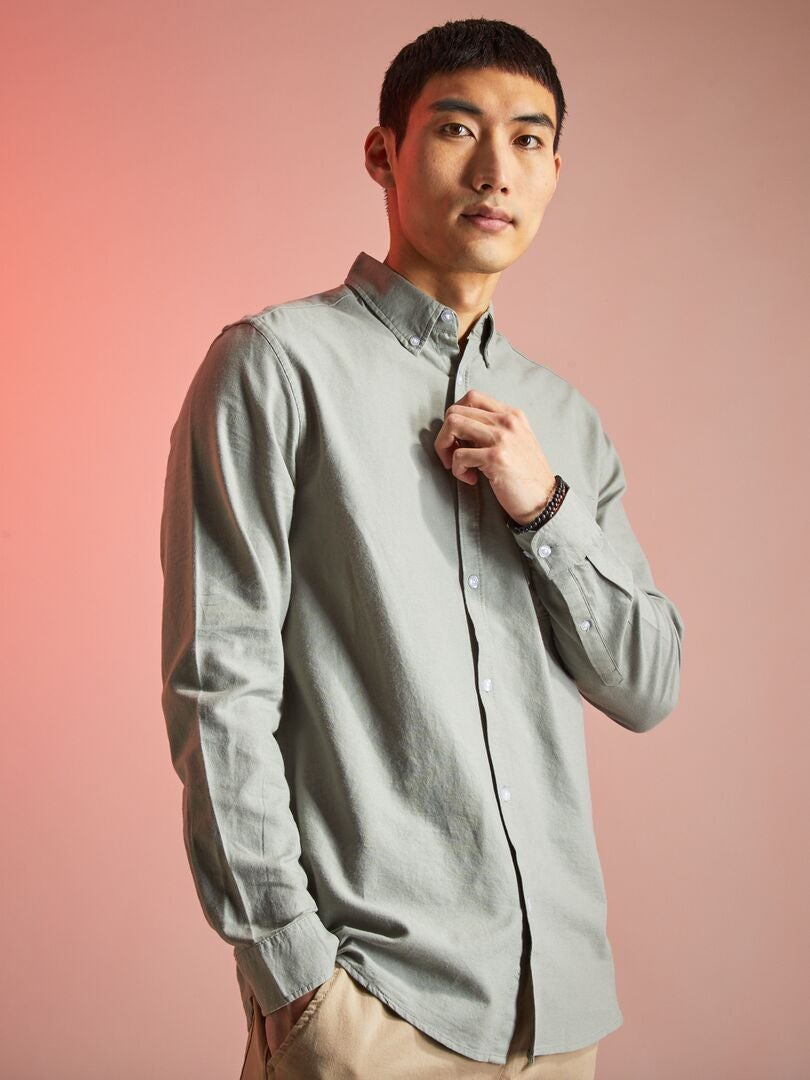 Camicia regular in oxford grigio - Kiabi