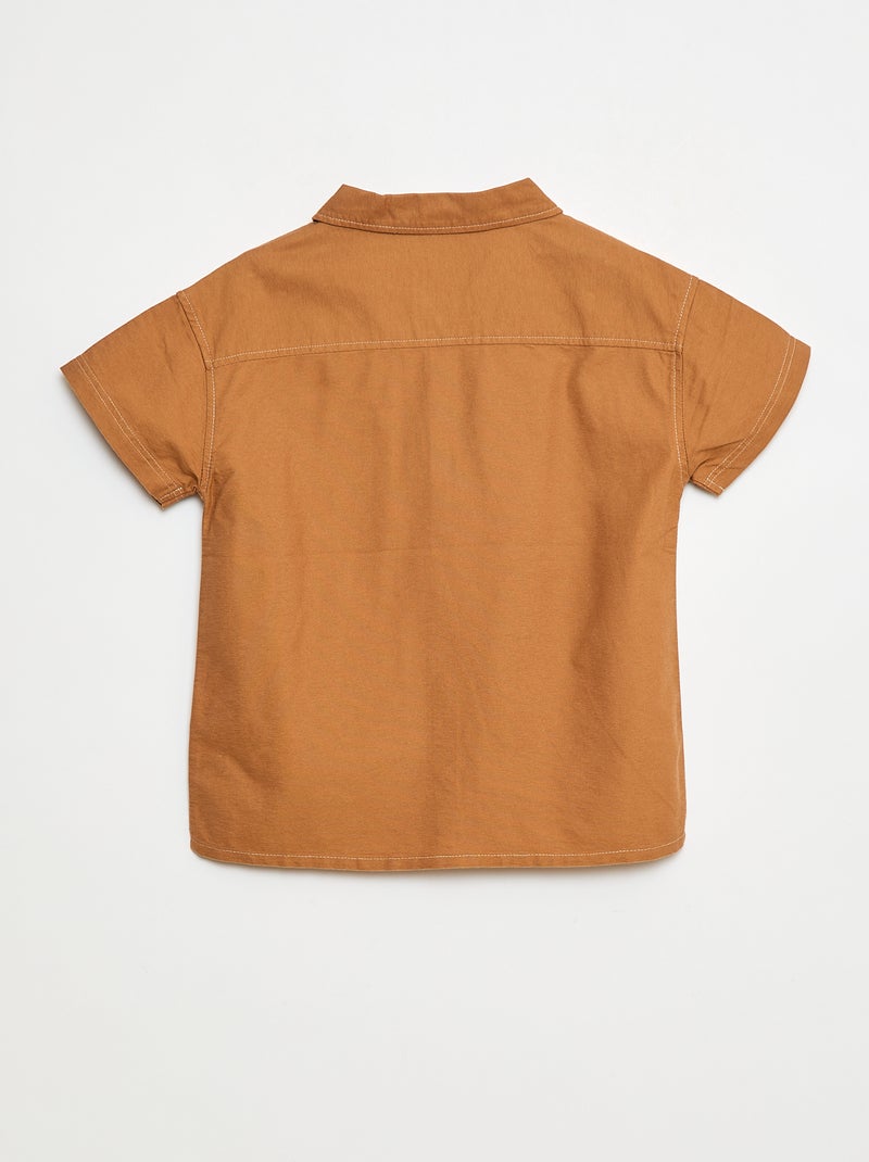 Camicia regular oxford in cotone tinta unita Marrone - Kiabi