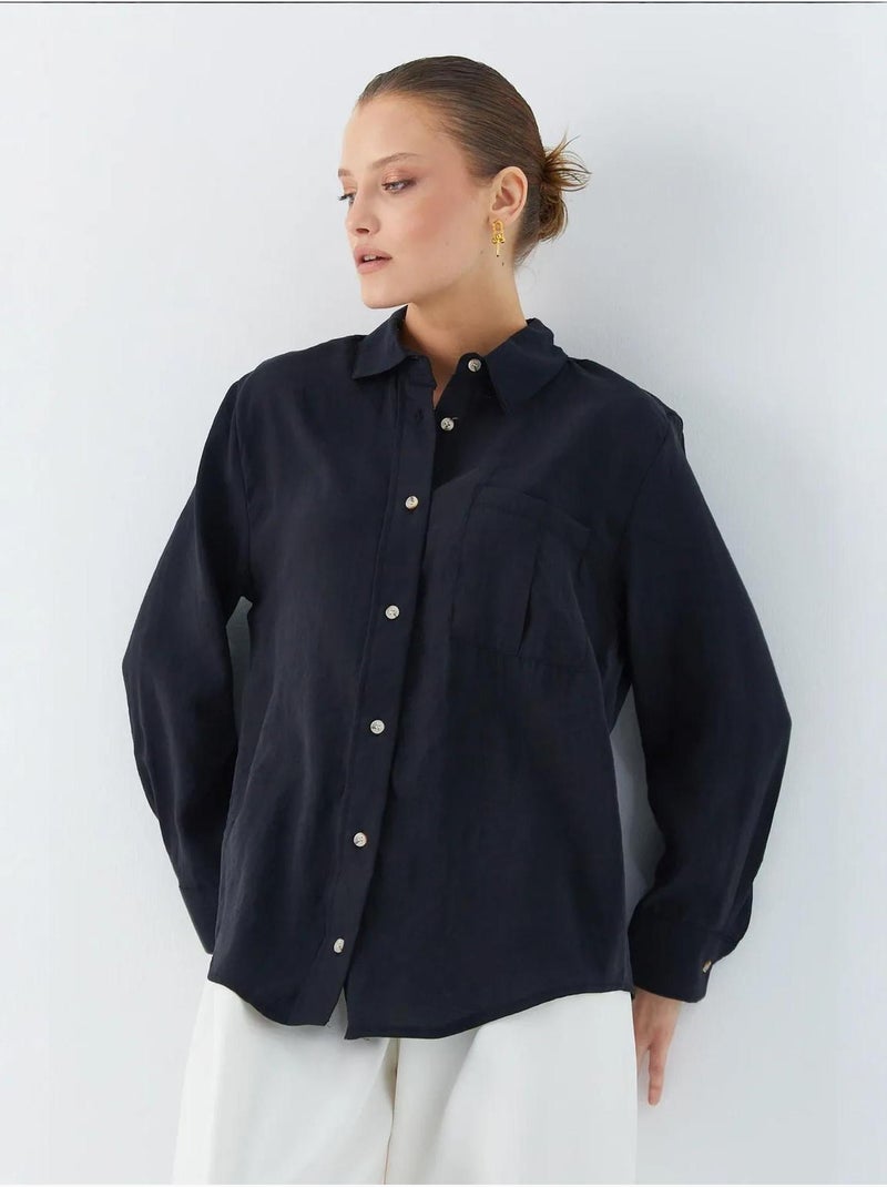 Camicia relaxed fit con taschino mixray Nero - Kiabi