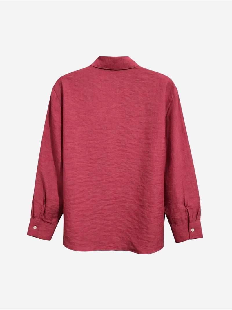 Camicia relaxed fit con taschino mixray Rosso bordeaux - Kiabi