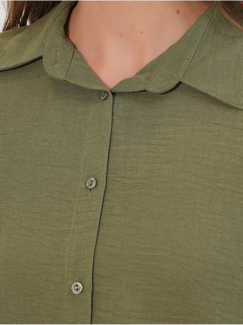 Camicia ricamata a maniche lunghe con chiusura a bottoni bdart Cachi - Kiabi