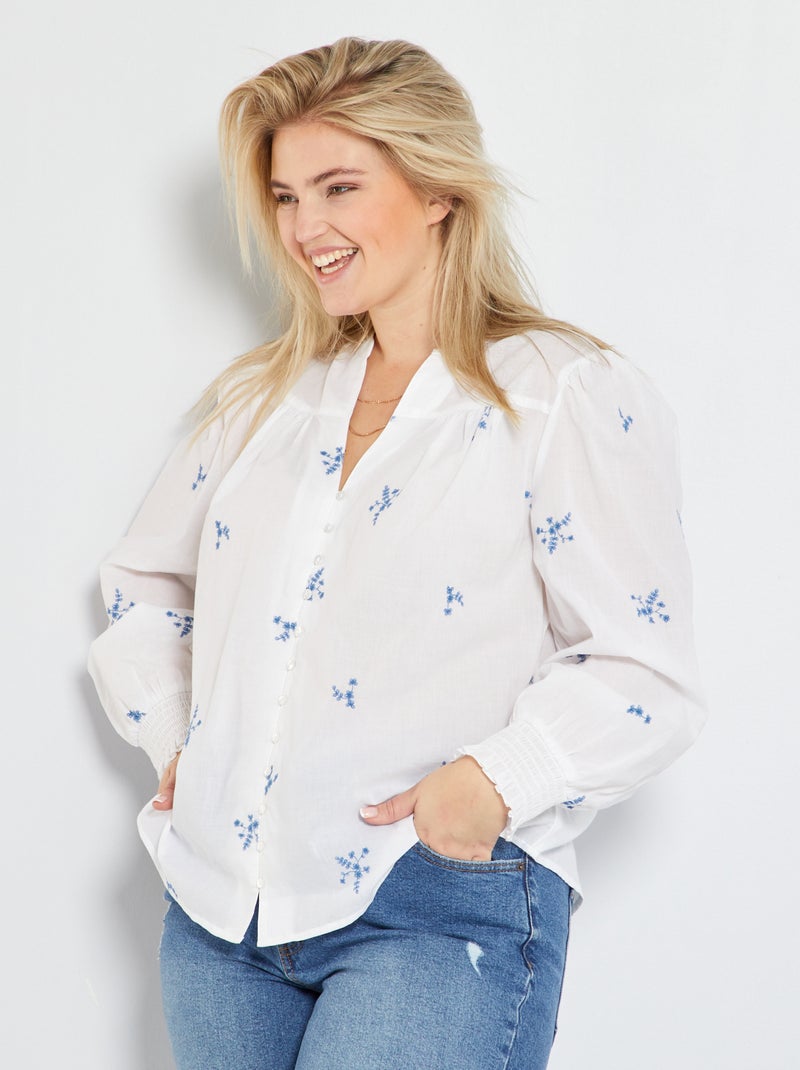 Camicia ricamata Bianco - Kiabi