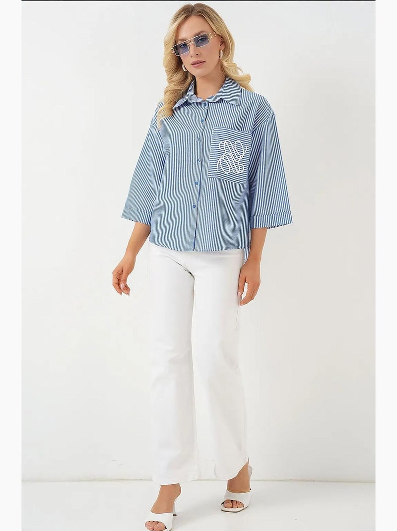 Camicia ricamata con tasca singola bdart Blu marino - Kiabi