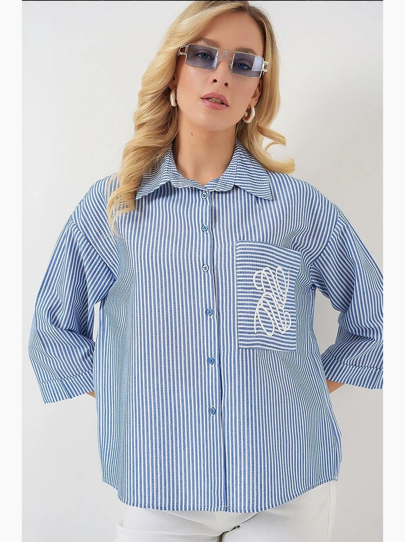 Camicia ricamata con tasca singola bdart Blu marino - Kiabi