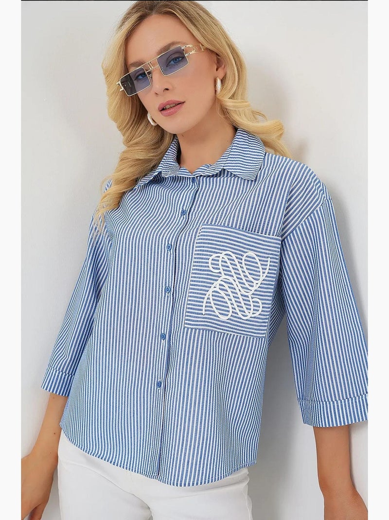 Camicia ricamata con tasca singola bdart Blu marino - Kiabi