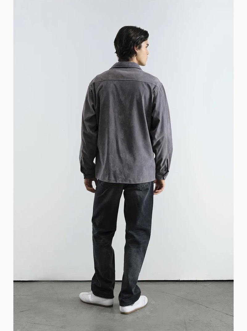 Camicia ricamata regular fit a maniche lunghe giesto Grigio - Kiabi