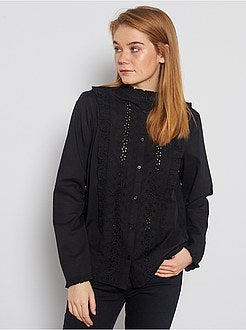Camicia ricamo inglese e volant - Kiabi