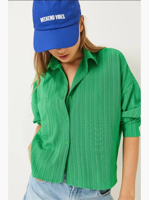 Camicia rilassata a maniche lunghe con tasca singola lucci - Kiabi Camicia rilassata a maniche lunghe con tasca singola lucci - Kiabi