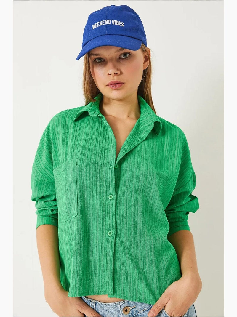 Camicia rilassata a maniche lunghe con tasca singola lucci Verde tiglio - Kiabi