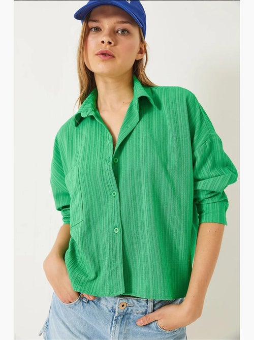 Camicia rilassata a maniche lunghe con tasca singola lucci - Kiabi Camicia rilassata a maniche lunghe con tasca singola lucci - Kiabi