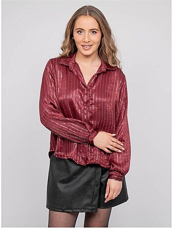 Camicia satinata a righe metallizzate orona