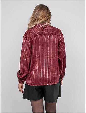 Camicia satinata a righe metallizzate orona