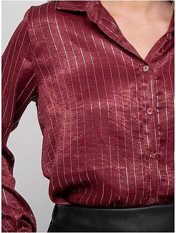 Camicia satinata a righe metallizzate orona