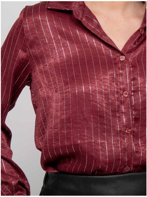 Camicia satinata a righe metallizzate orona - Kiabi Camicia satinata a righe metallizzate orona - Kiabi