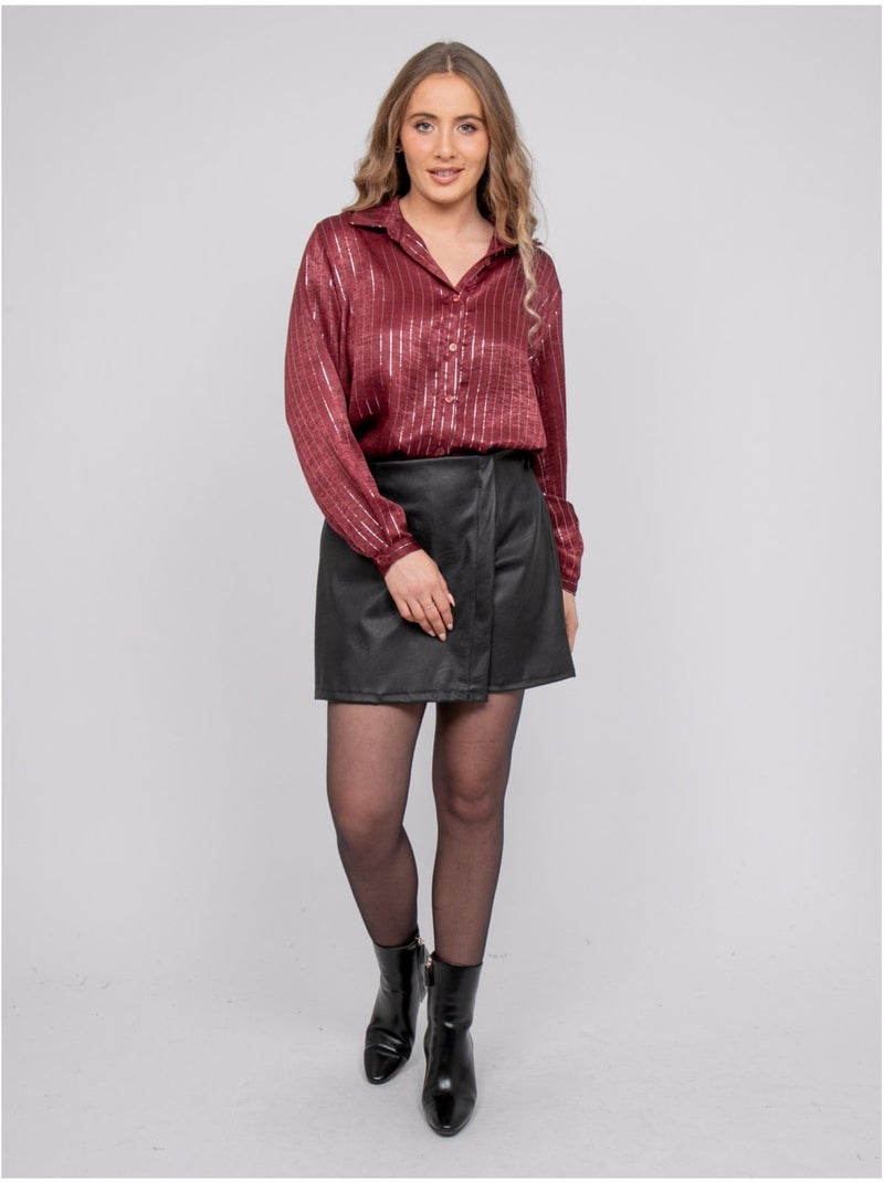 Camicia satinata a righe metallizzate orona Bordeaux - Kiabi