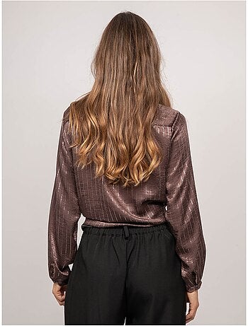 Camicia satinata a righe metallizzate orona